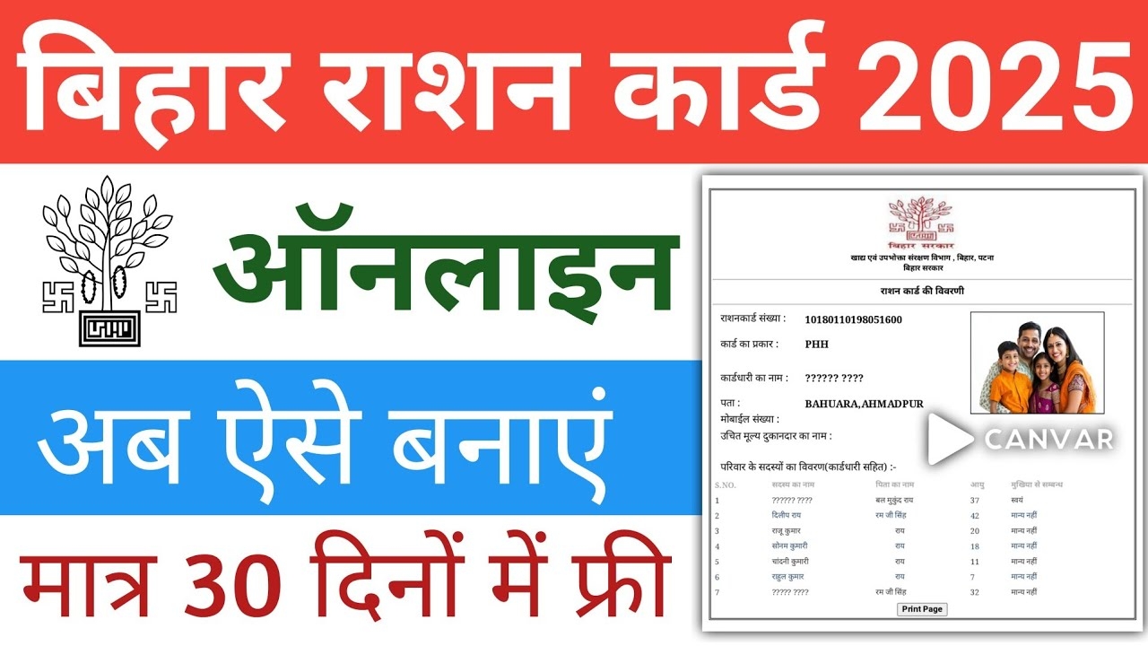 Bihar Ration Card Online apply 2025